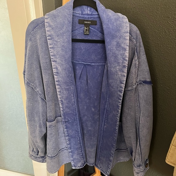 French Terry high-low jacket cardigan - Picture 1 of 5